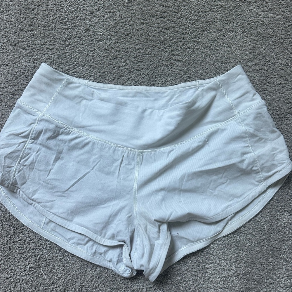 White Lululemon Speed Up Shorts